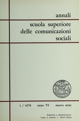 ANNALI SCUOLA SUPERIORE DELLE COMUNICAZIONI SOCIALI - 1978 - 1