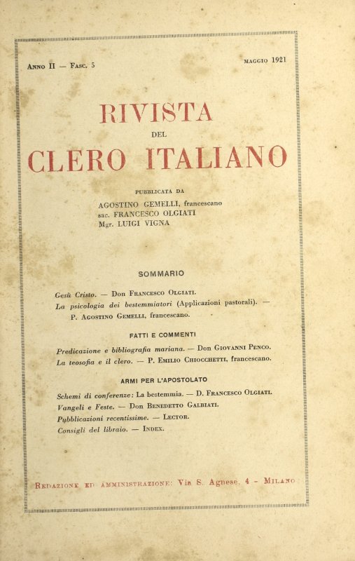 LA RIVISTA DEL CLERO ITALIANO - 1921 - 5