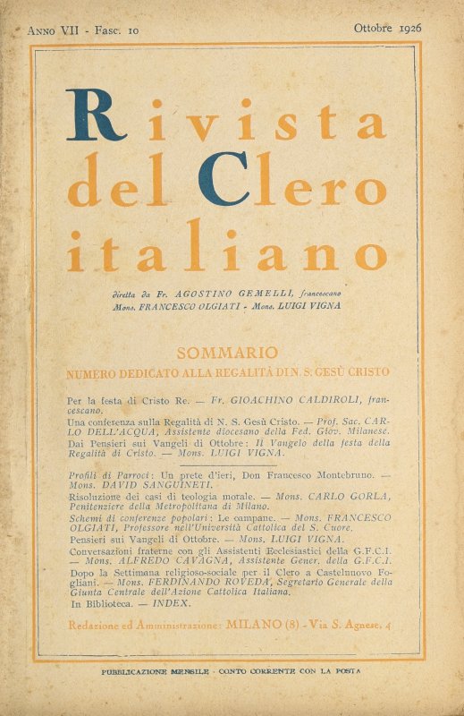 LA RIVISTA DEL CLERO ITALIANO - 1926 - 10