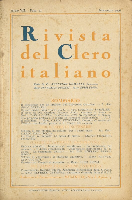 LA RIVISTA DEL CLERO ITALIANO - 1926 - 11