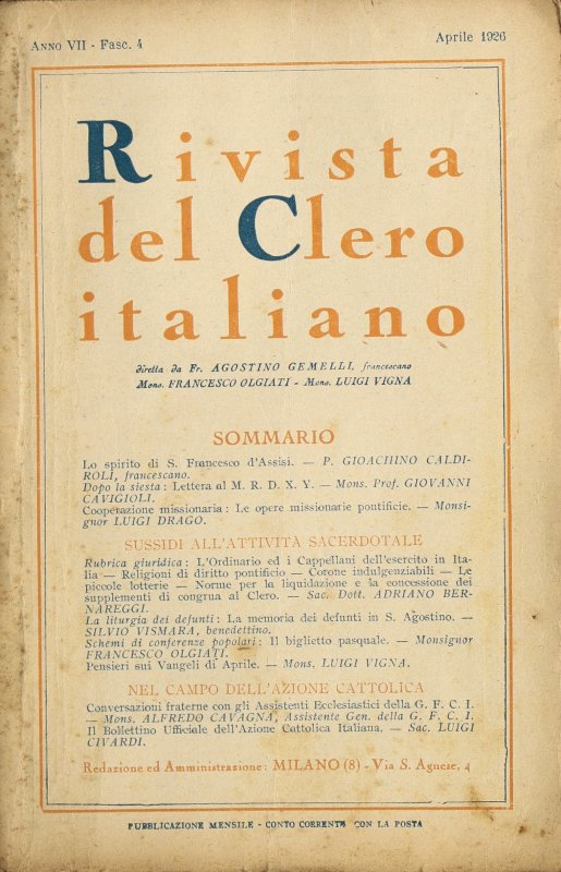 LA RIVISTA DEL CLERO ITALIANO - 1926 - 4