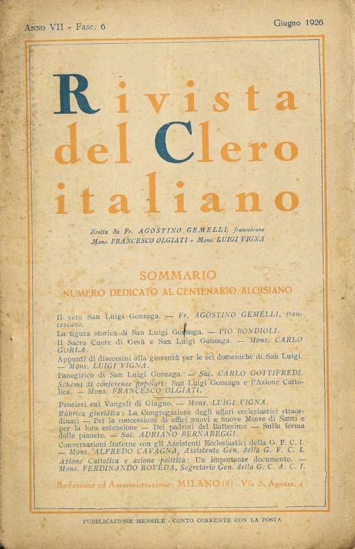 LA RIVISTA DEL CLERO ITALIANO - 1926 - 6