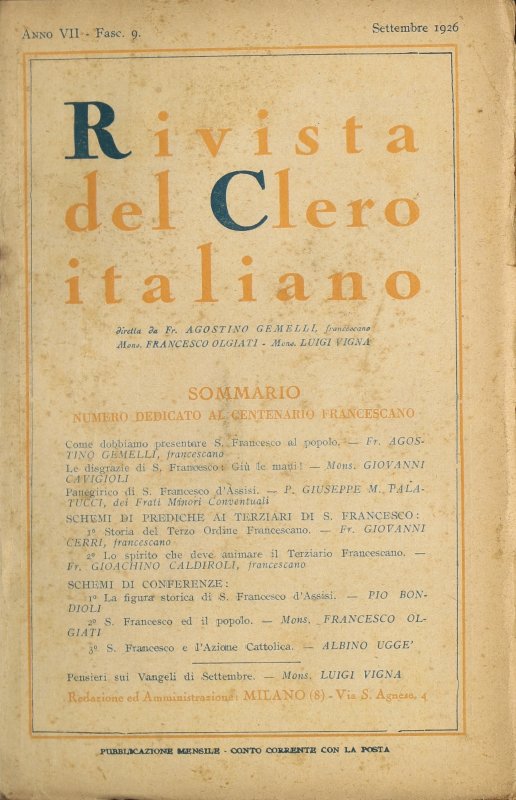 LA RIVISTA DEL CLERO ITALIANO - 1926 - 9