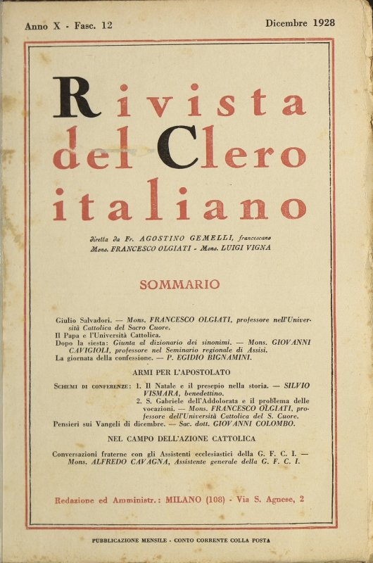 LA RIVISTA DEL CLERO ITALIANO - 1928 - 12