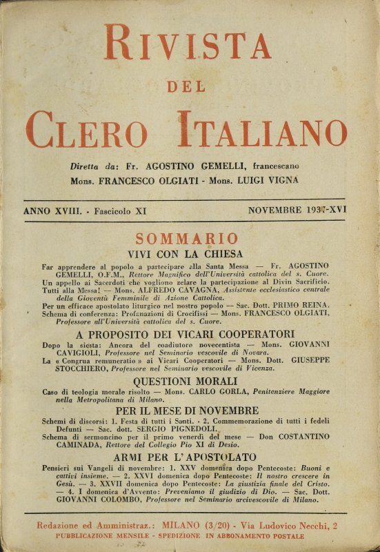 LA RIVISTA DEL CLERO ITALIANO - 1937 - 11