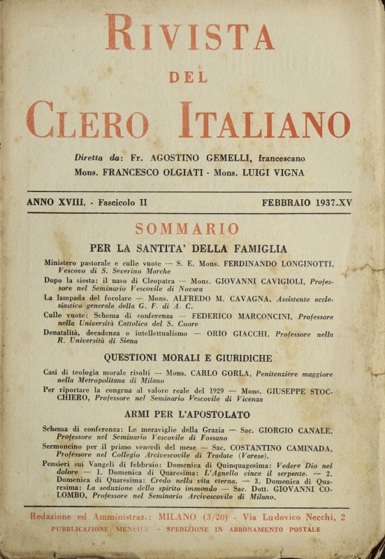 LA RIVISTA DEL CLERO ITALIANO - 1937 - 2