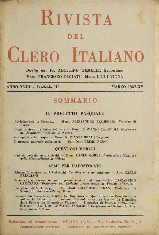 LA RIVISTA DEL CLERO ITALIANO - 1937 - 3