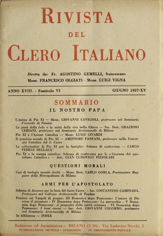 LA RIVISTA DEL CLERO ITALIANO - 1937 - 6