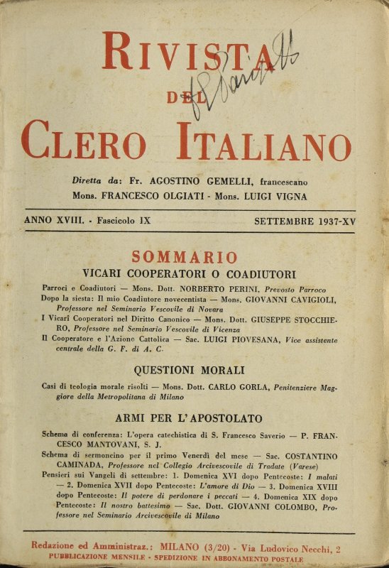 LA RIVISTA DEL CLERO ITALIANO - 1937 - 9