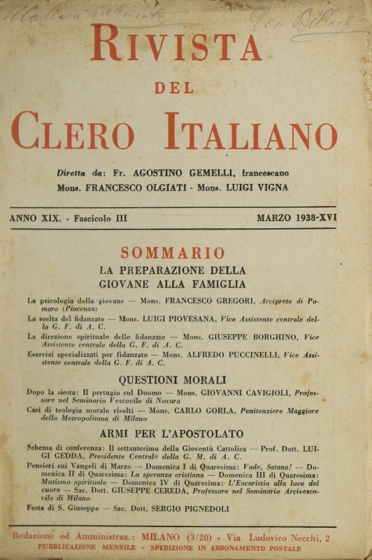 LA RIVISTA DEL CLERO ITALIANO - 1938 - 3
