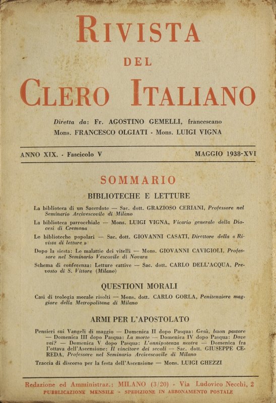 LA RIVISTA DEL CLERO ITALIANO - 1938 - 5