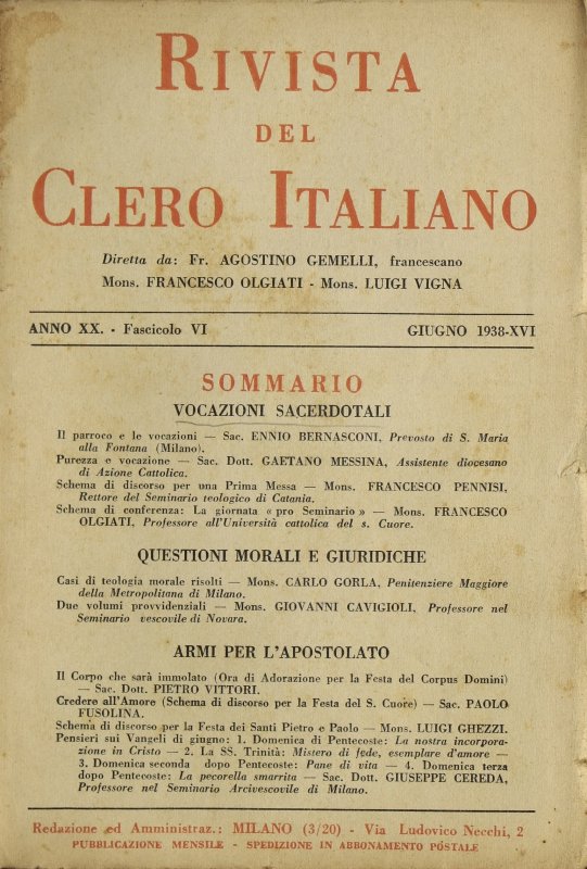 LA RIVISTA DEL CLERO ITALIANO - 1938 - 6