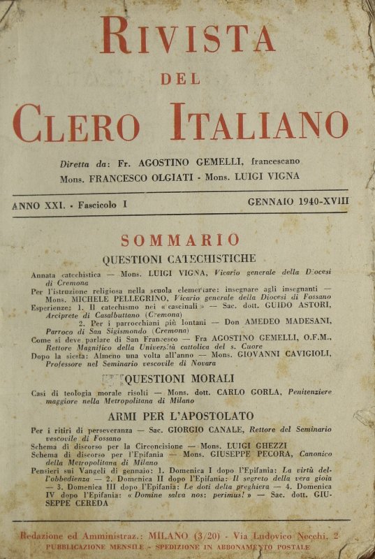 LA RIVISTA DEL CLERO ITALIANO - 1940 - 1