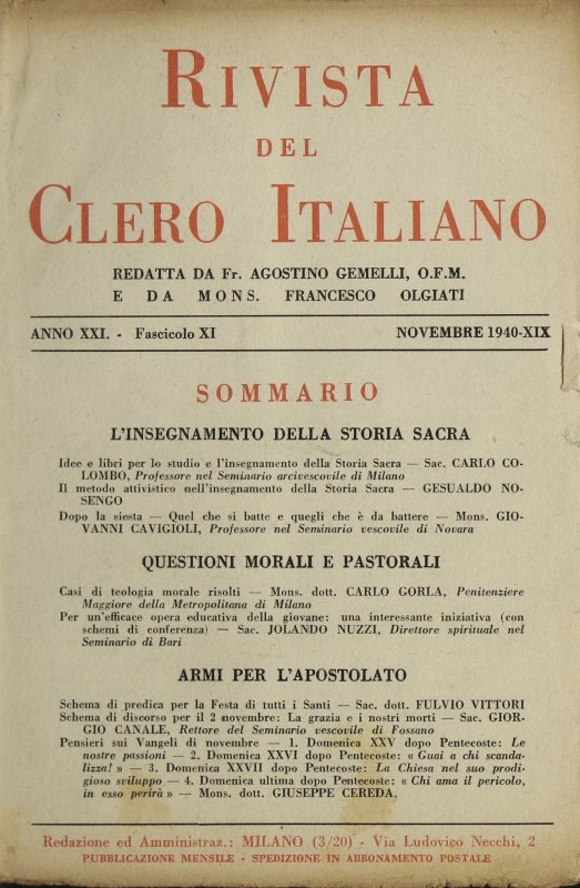 LA RIVISTA DEL CLERO ITALIANO - 1940 - 11