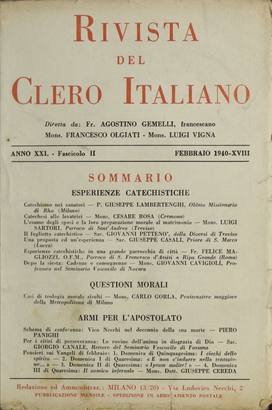 LA RIVISTA DEL CLERO ITALIANO - 1940 - 2