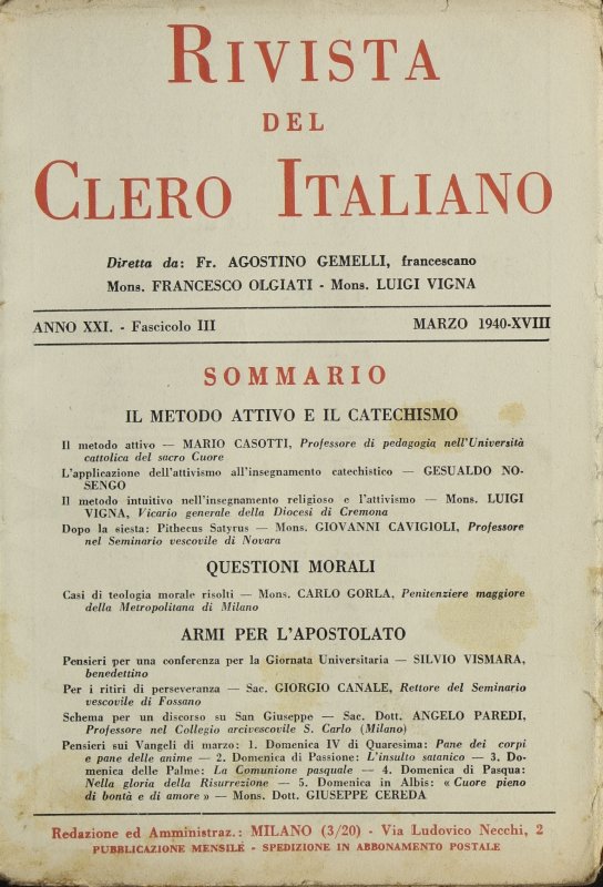LA RIVISTA DEL CLERO ITALIANO - 1940 - 3