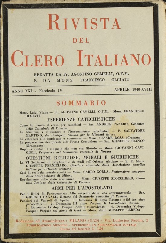 LA RIVISTA DEL CLERO ITALIANO - 1940 - 4