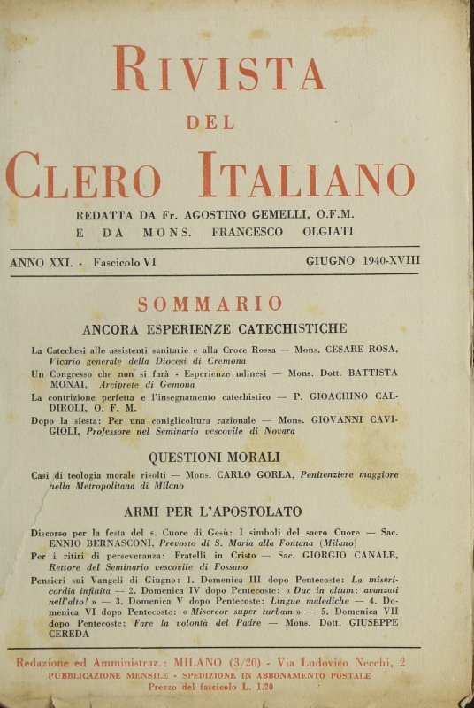 LA RIVISTA DEL CLERO ITALIANO - 1940 - 6