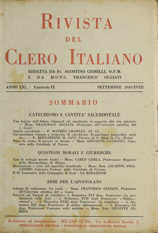 LA RIVISTA DEL CLERO ITALIANO - 1940 - 9