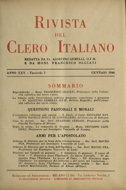 LA RIVISTA DEL CLERO ITALIANO - 1944 - 1