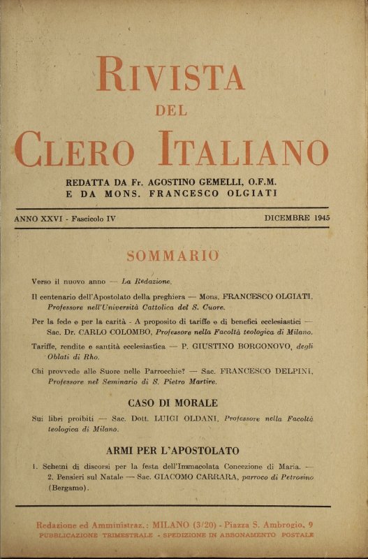 LA RIVISTA DEL CLERO ITALIANO - 1945 - 4