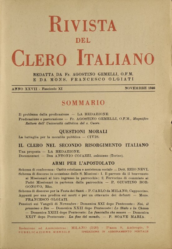 LA RIVISTA DEL CLERO ITALIANO - 1946 - 11