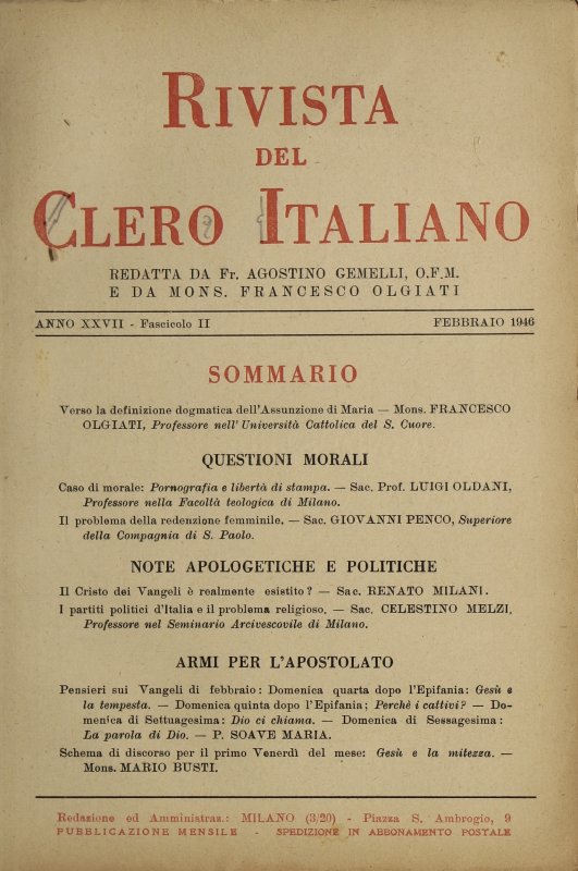 LA RIVISTA DEL CLERO ITALIANO - 1946 - 2