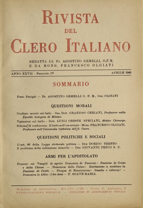 LA RIVISTA DEL CLERO ITALIANO - 1946 - 4