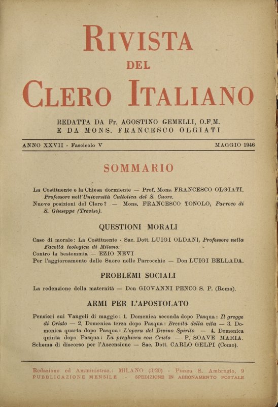 LA RIVISTA DEL CLERO ITALIANO - 1946 - 5