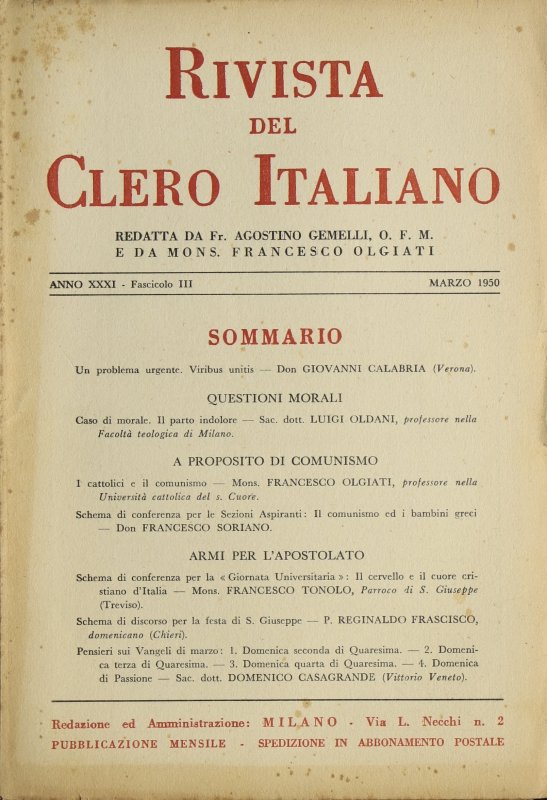 LA RIVISTA DEL CLERO ITALIANO - 1950 - 3