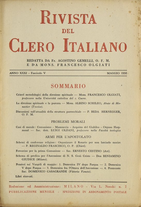LA RIVISTA DEL CLERO ITALIANO - 1950 - 5