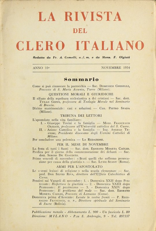 LA RIVISTA DEL CLERO ITALIANO - 1954 - 11