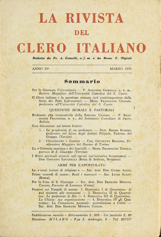 LA RIVISTA DEL CLERO ITALIANO - 1954 - 3