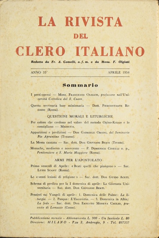 LA RIVISTA DEL CLERO ITALIANO - 1954 - 4