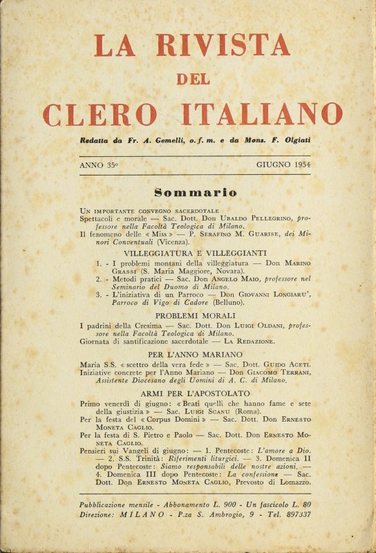 LA RIVISTA DEL CLERO ITALIANO - 1954 - 6