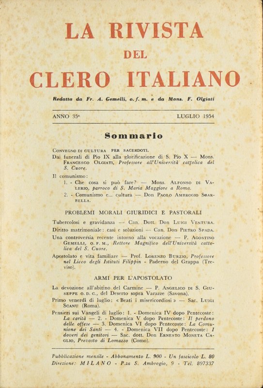 LA RIVISTA DEL CLERO ITALIANO - 1954 - 7