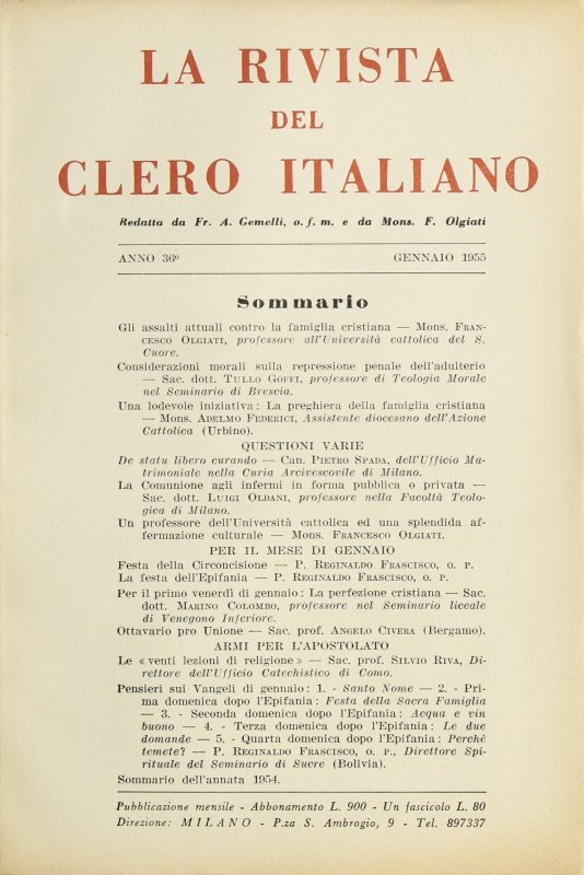 LA RIVISTA DEL CLERO ITALIANO - 1955 - 1