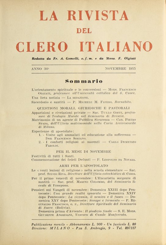 LA RIVISTA DEL CLERO ITALIANO - 1955 - 11