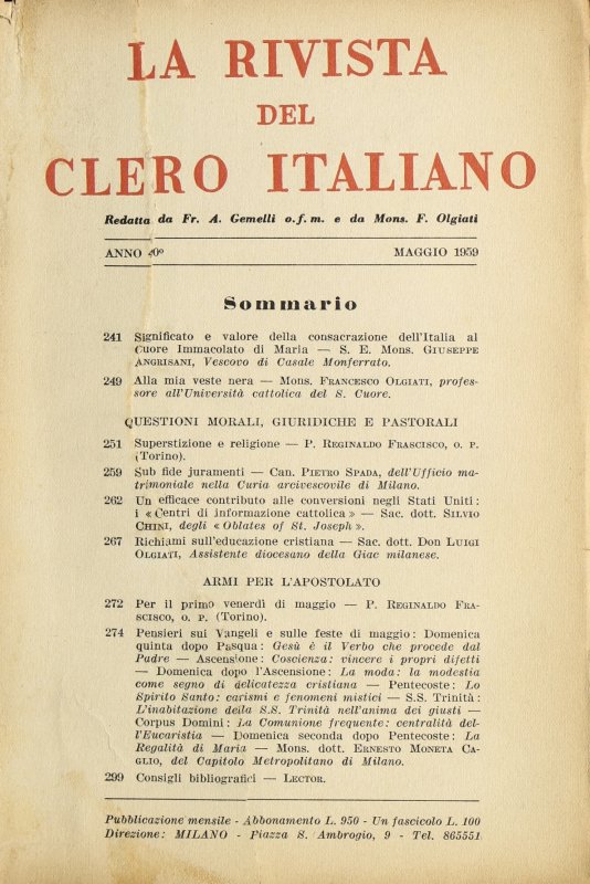 LA RIVISTA DEL CLERO ITALIANO - 1959 - 5