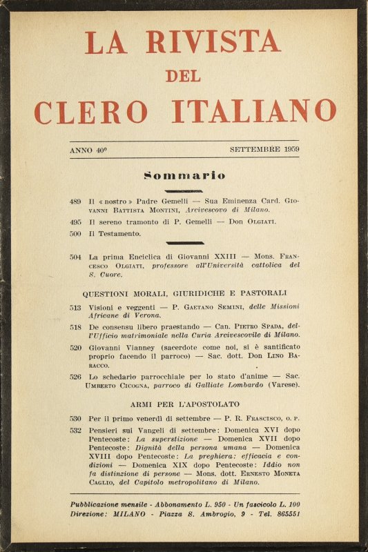 LA RIVISTA DEL CLERO ITALIANO - 1959 - 9