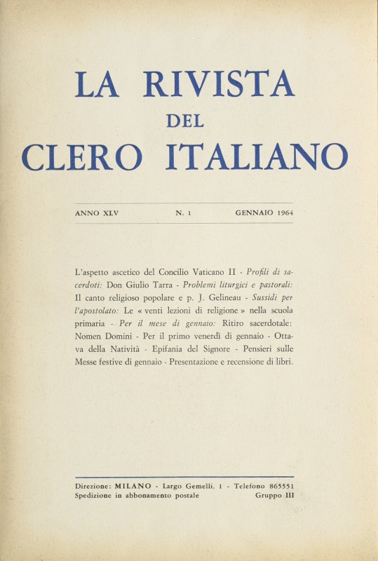 LA RIVISTA DEL CLERO ITALIANO - 1964 - 1