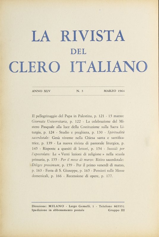 LA RIVISTA DEL CLERO ITALIANO - 1964 - 3