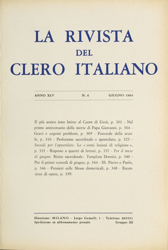 LA RIVISTA DEL CLERO ITALIANO - 1964 - 6