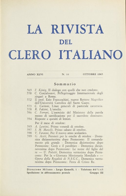 LA RIVISTA DEL CLERO ITALIANO - 1965 - 10