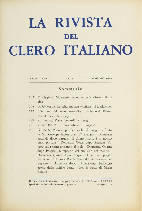 LA RIVISTA DEL CLERO ITALIANO - 1965 - 5