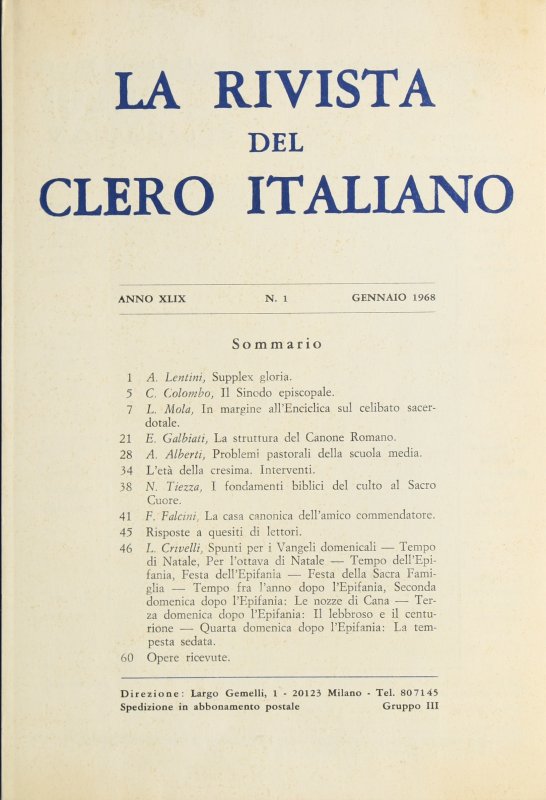 LA RIVISTA DEL CLERO ITALIANO - 1968 - 1