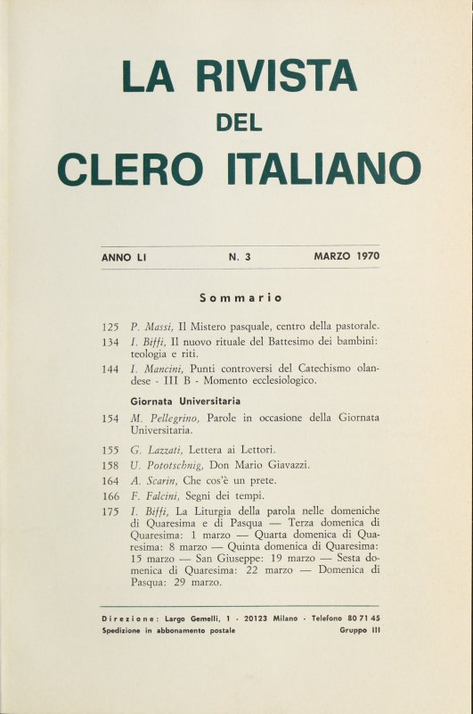 LA RIVISTA DEL CLERO ITALIANO - 1970 - 3