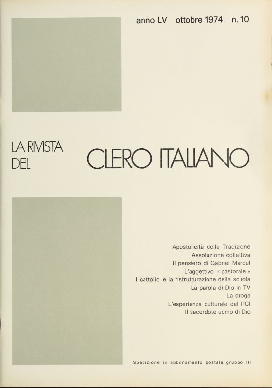 LA RIVISTA DEL CLERO ITALIANO - 1974 - 10