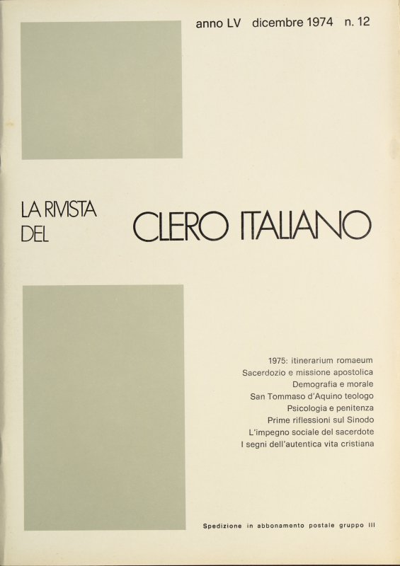 LA RIVISTA DEL CLERO ITALIANO - 1974 - 12