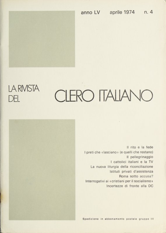 LA RIVISTA DEL CLERO ITALIANO - 1974 - 4